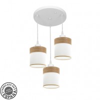 Distribuidor - Lâmpadas Diversas | Lâmpadas Modernas | PLAFON CLOE 3XE27 BLANCO/BLANCA-MADERA CLARA REGX42X42 CM Ref: 175483085